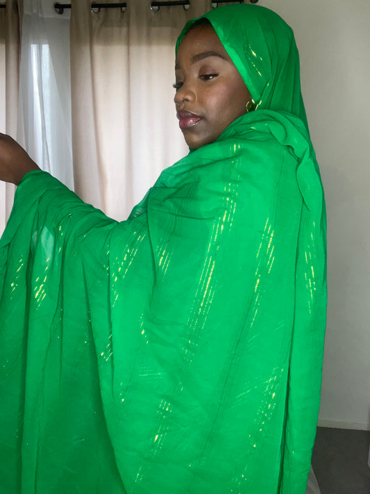 Dampe à motif vert avec rayure doré